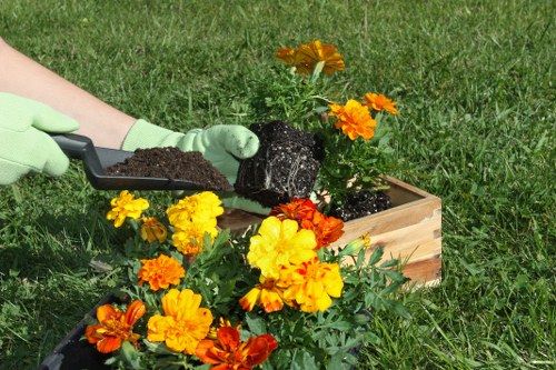 Low-maintenance planting and artificial grass in Goodmayes